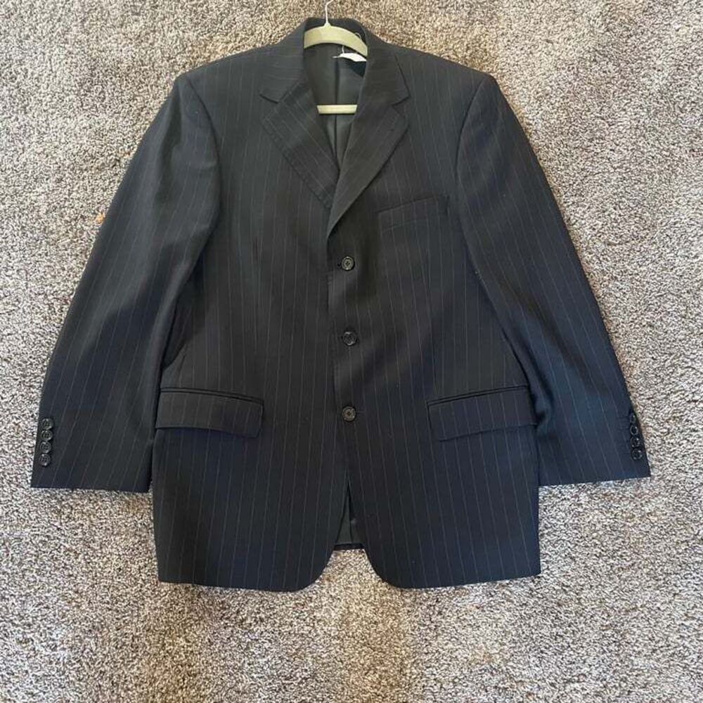 Zanetti Men's Italian Pinstripe Wool Suit Jacket Size 40S business Career